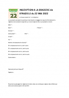 Formulaire papier pour inscription A LA BRADERIE de STRAZEELE du 22 MAI 2022